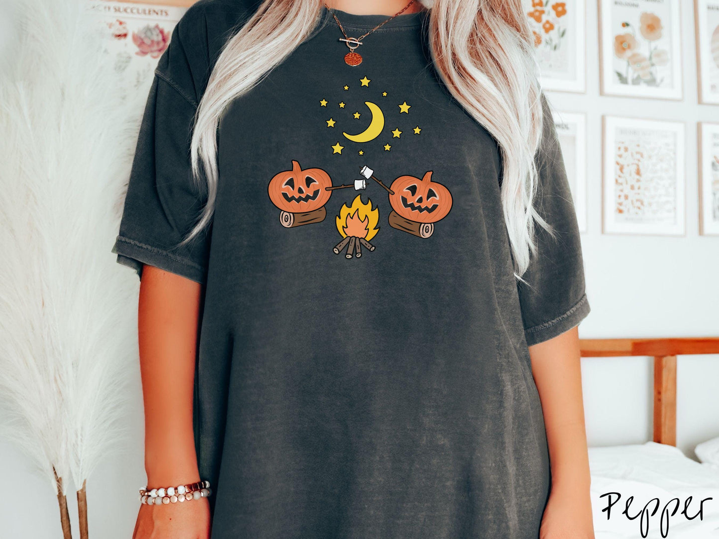 The Cozy Pumpkins Camping Comfort Colors Shirt, Camping Smores Tee, Camp Halloween Shirt, Cute Spooky Tee, Camping Gift Halloween