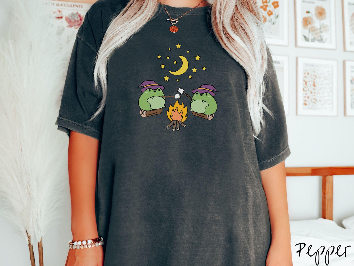 The Witch Frogs Camping Comfort Colors Shirt, Camping Ghost Tee, Camp Halloween Shirt, Cute Spooky Tee, Camping Gift Halloween