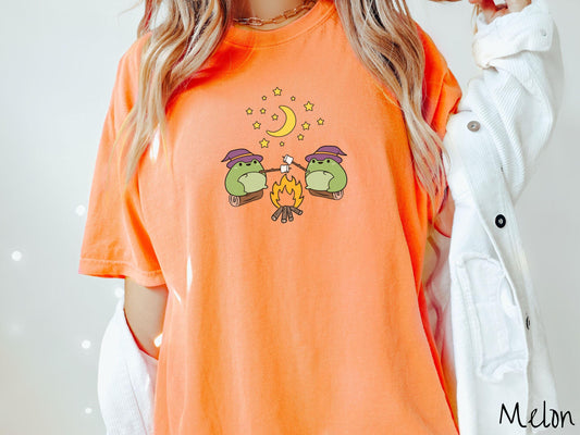 The Witch Frogs Camping Comfort Colors Shirt, Camping Ghost Tee, Camp Halloween Shirt, Cute Spooky Tee, Camping Gift Halloween