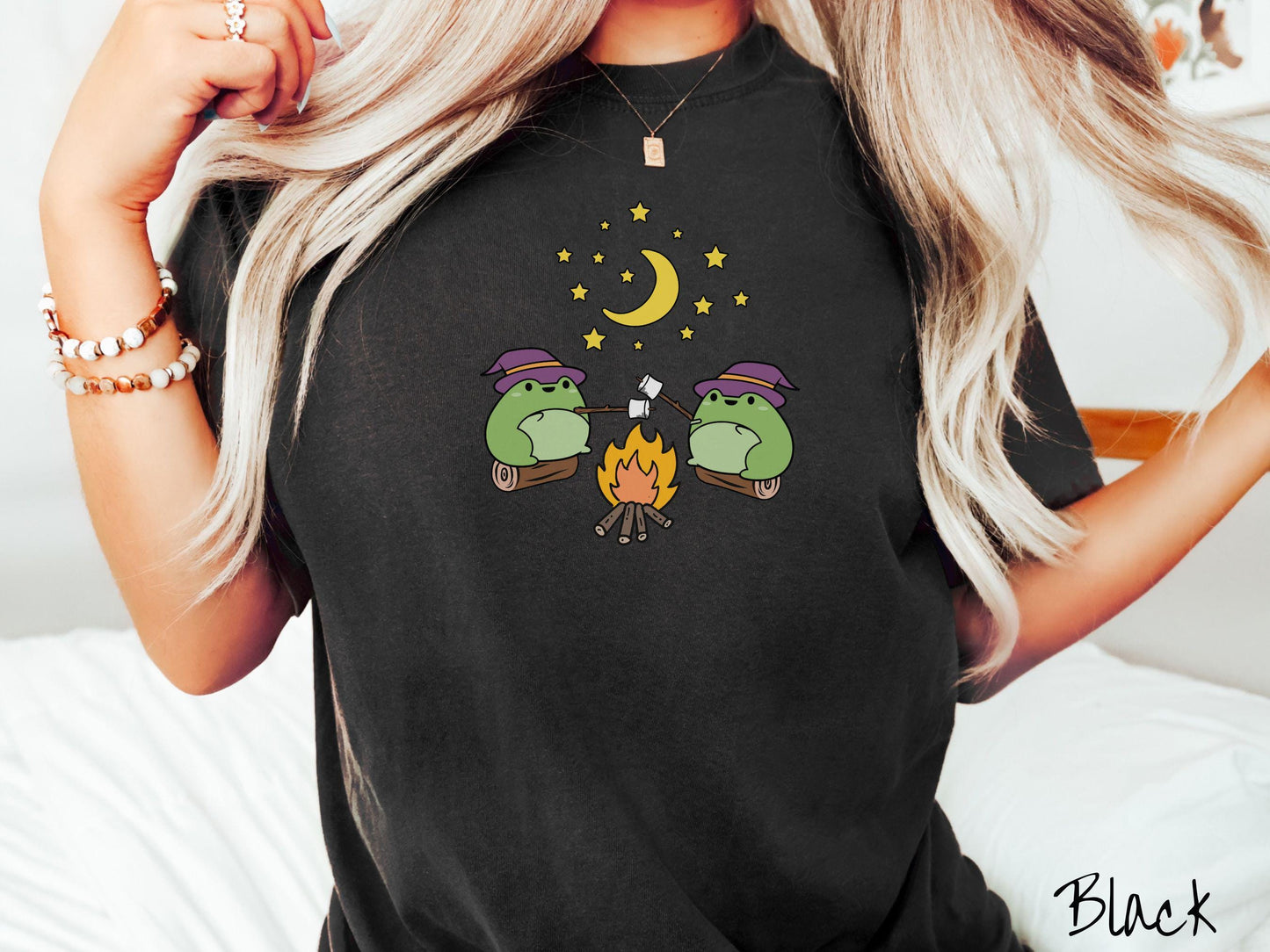 The Witch Frogs Camping Comfort Colors Shirt, Camping Ghost Tee, Camp Halloween Shirt, Cute Spooky Tee, Camping Gift Halloween