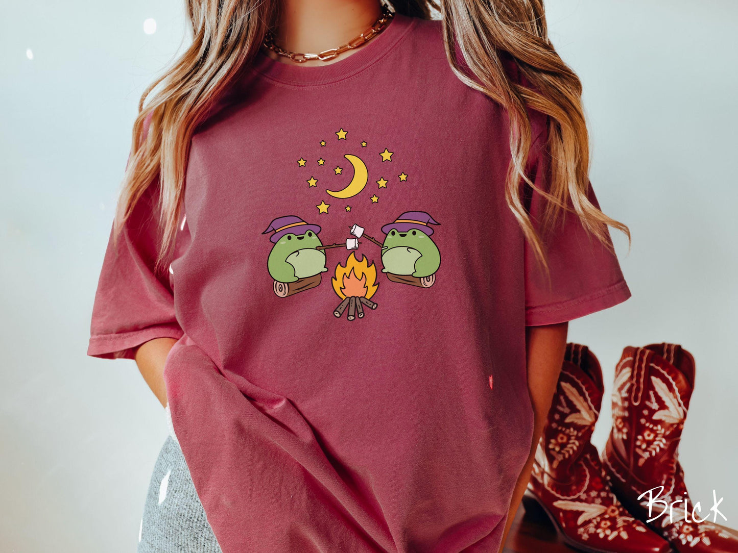 The Witch Frogs Camping Comfort Colors Shirt, Camping Ghost Tee, Camp Halloween Shirt, Cute Spooky Tee, Camping Gift Halloween