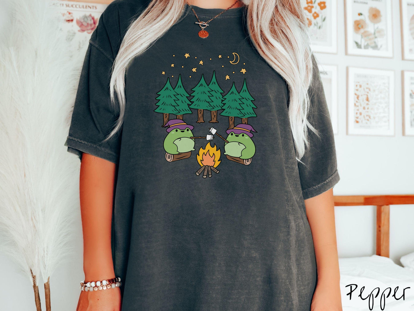 The Witch Frogs Forest Camping Comfort Colors Shirt, Camping Ghost Tee, Camp Halloween Shirt, Cute Spooky Tee, Camping Gift Halloween