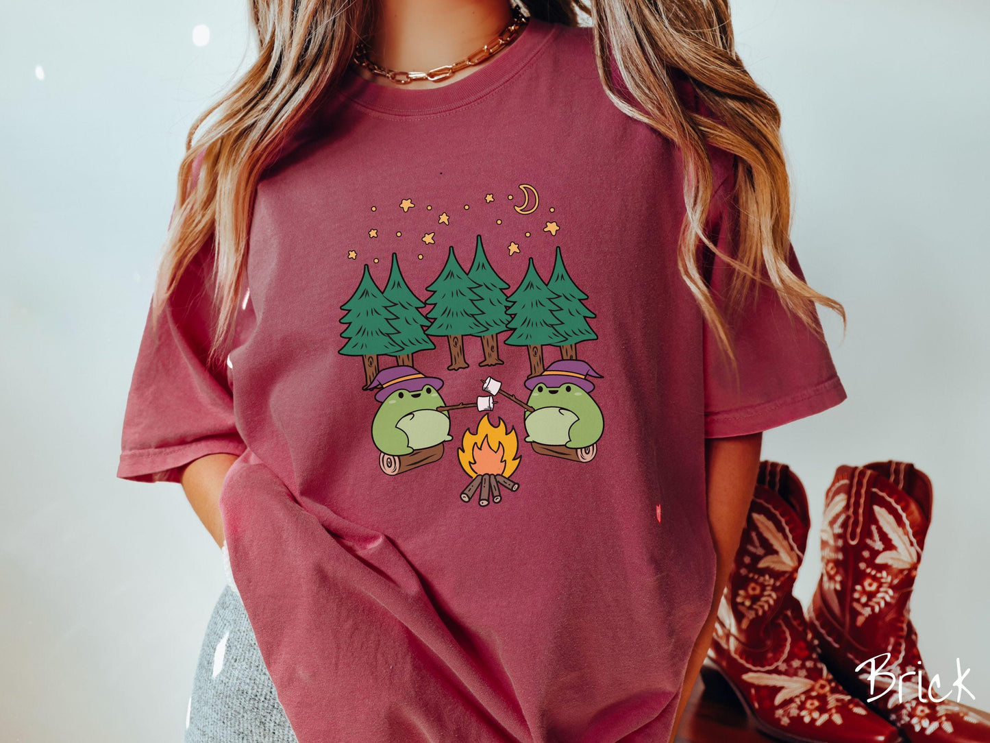 The Witch Frogs Forest Camping Comfort Colors Shirt, Camping Ghost Tee, Camp Halloween Shirt, Cute Spooky Tee, Camping Gift Halloween