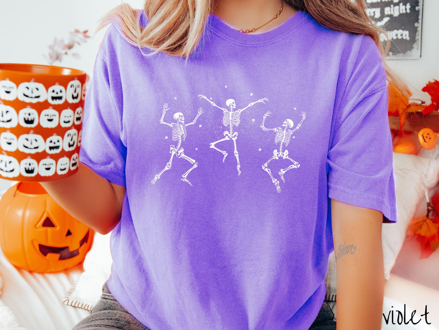 The Vintage Dancing Skeletons Halloween Comfort Colors Shirt, Skeleton Lover Tee, Gothic Skeletons Shirt, Cute Spooky Tee, Halloween Gift