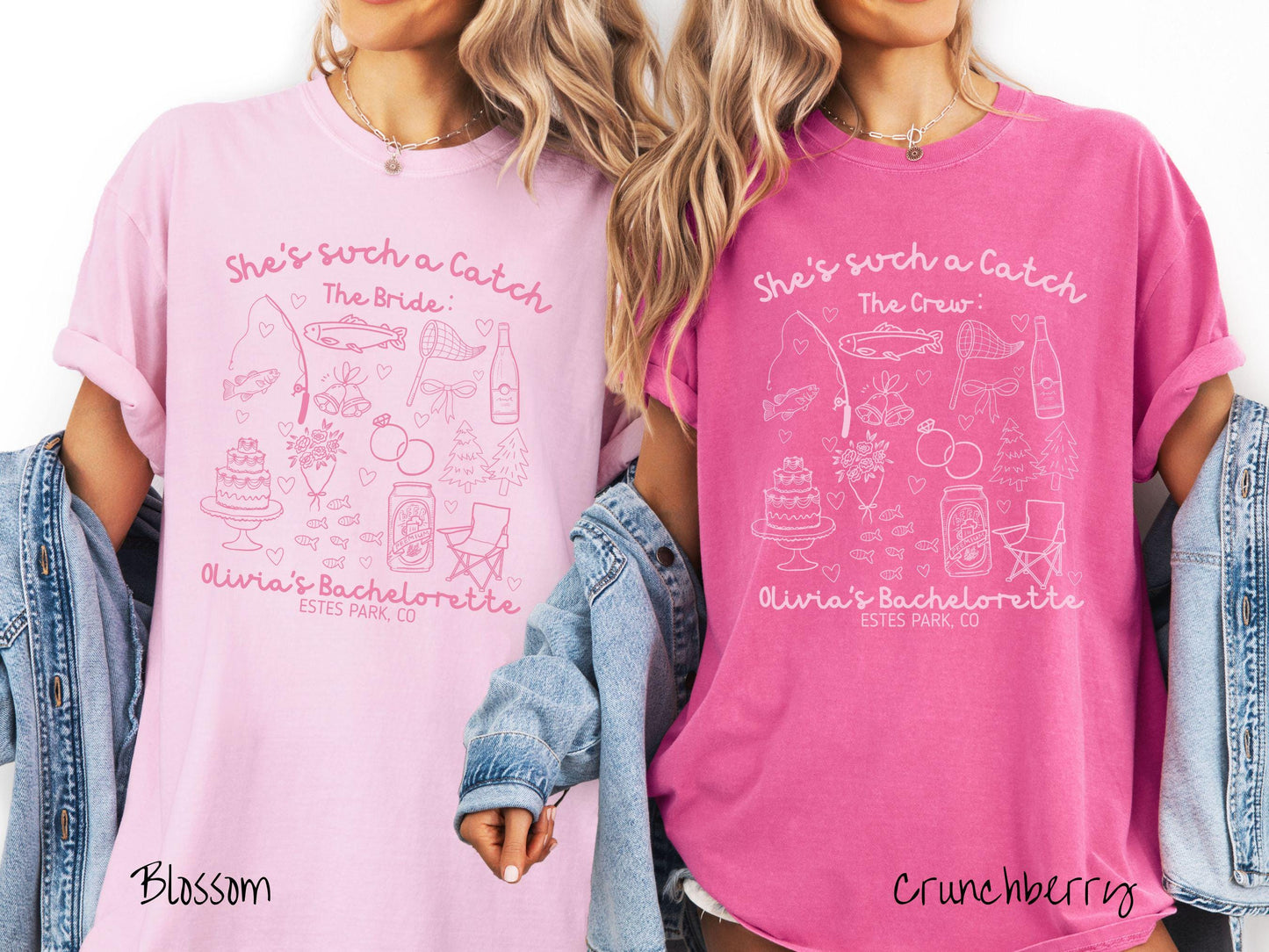 The Custom Fishing Bachelorette Party Comfort Colors Shirt Custom, She's such a Catch Bride, Personalize Bach Party Shirt, Bridal Tee