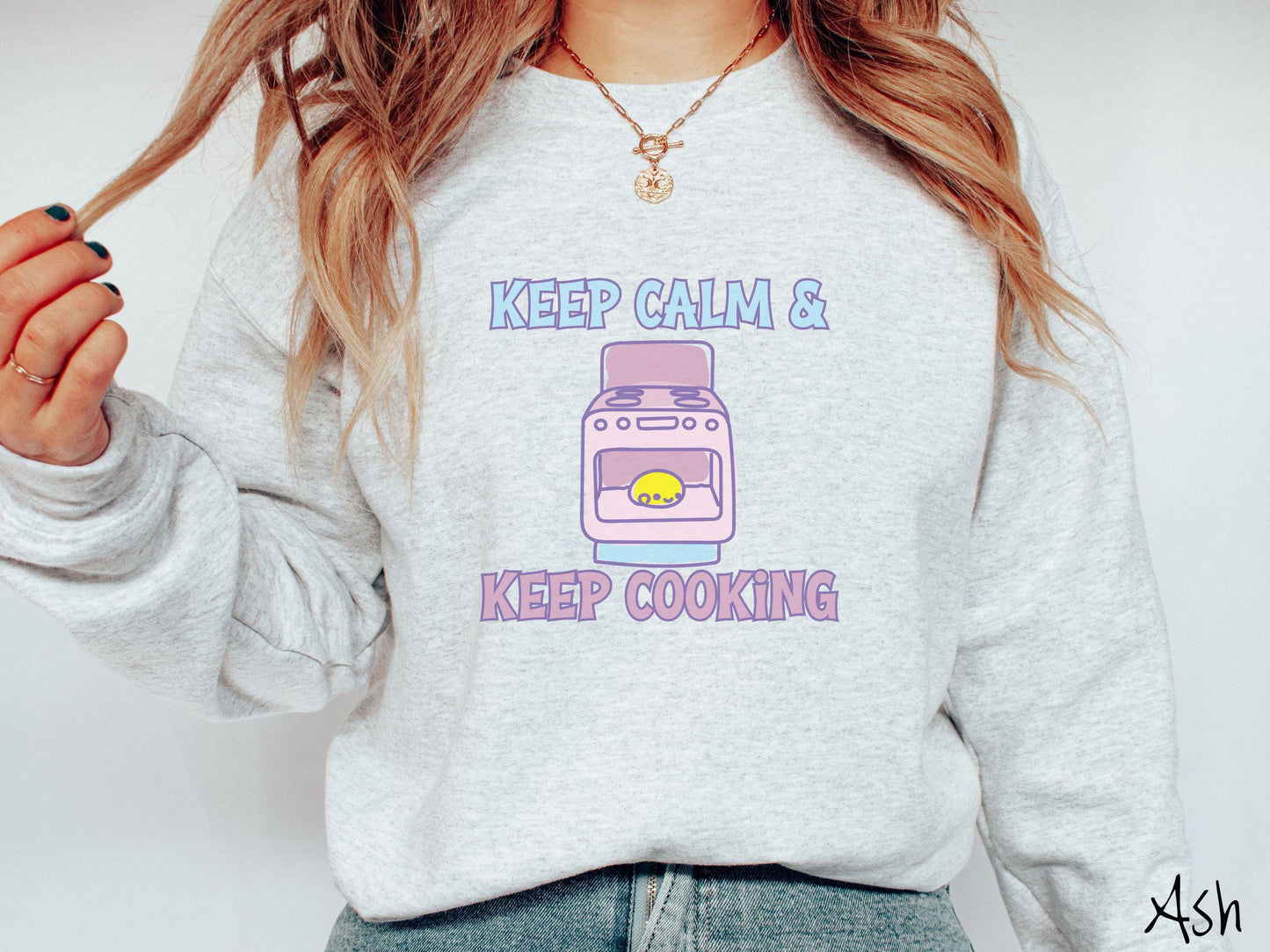 The Retro Bun In The Oven Gildan Sweatshirt, Gift This Colorful Pregnancy Shirt to your Friends! Keep Calm Cooking Top