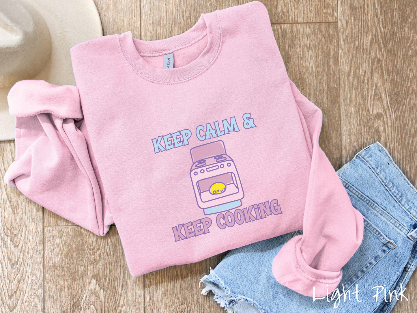 The Retro Bun In The Oven Gildan Sweatshirt, Gift This Colorful Pregnancy Shirt to your Friends! Keep Calm Cooking Top