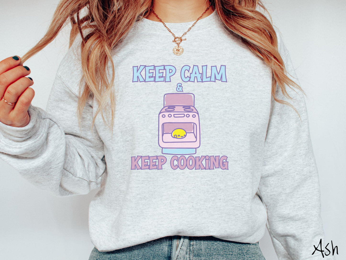The Retro Bun In The Oven Gildan Sweatshirt, Gift This Colorful Pregnancy Shirt to your Friends! Keep Calm Cooking Middle