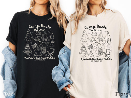 The Custom Camp Bach Bachelorette Party Comfort Colors Shirt Custom, Camping Bride, Personalize Bach Party Shirt, Bridal Tee, Glamping Party