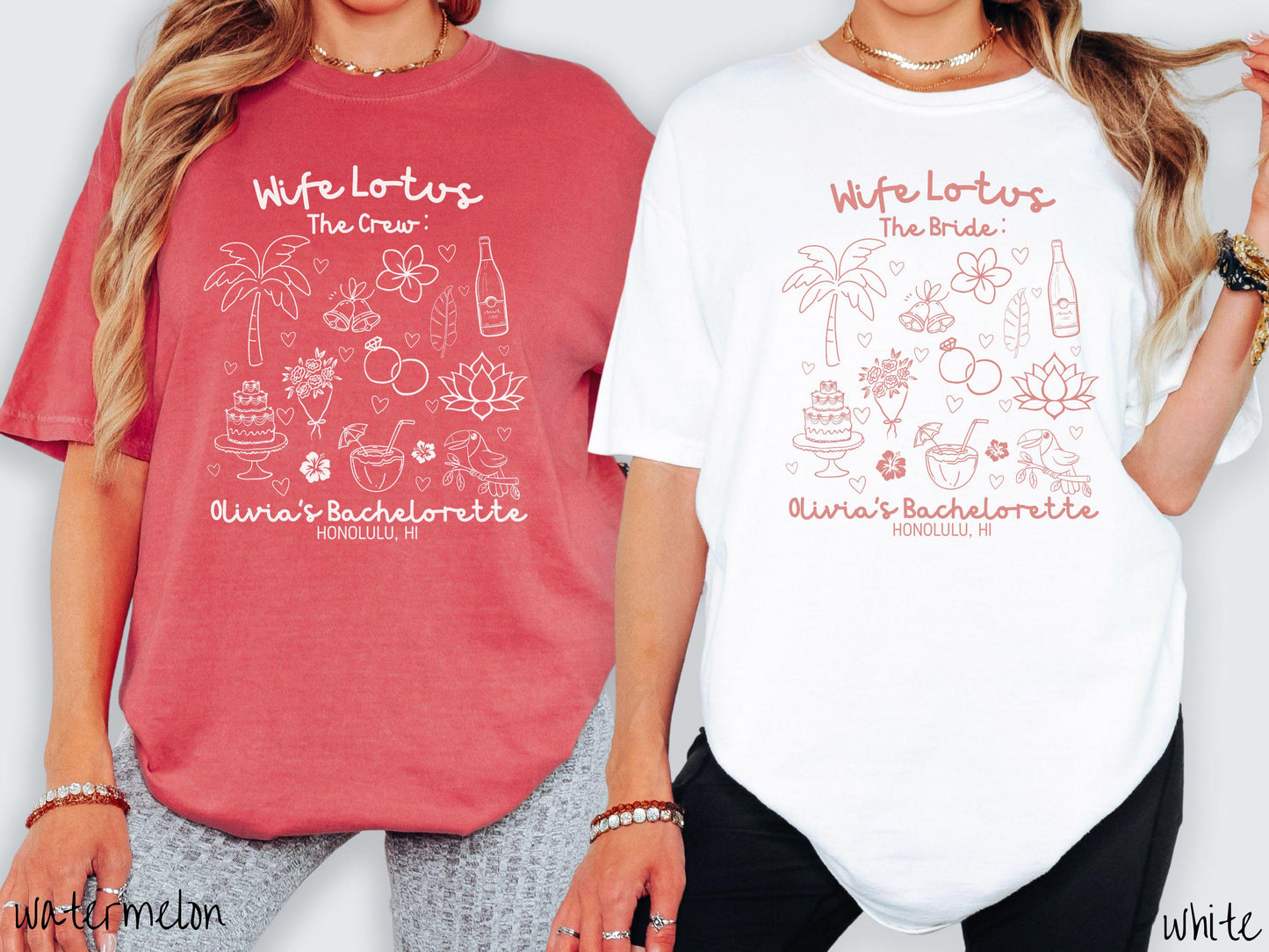 The Custom Wife Lotus Bachelorette Party Comfort Colors Shirt, Tropical Bachelorette, Personalize Bach Party Shirt, Bridal Tee
