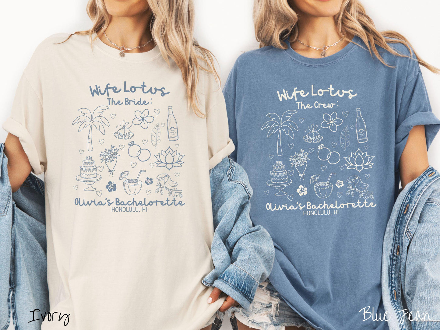 The Custom Wife Lotus Bachelorette Party Comfort Colors Shirt, Tropical Bachelorette, Personalize Bach Party Shirt, Bridal Tee