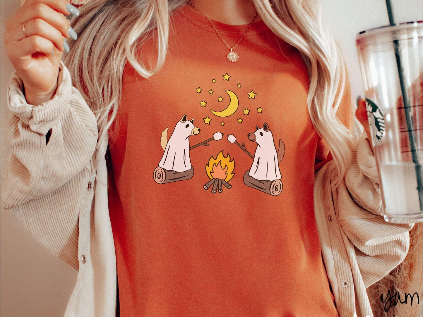 The Dog Ghosts Camping Comfort Colors Shirt, Camping Ghost Tee, Camp Halloween Shirt, Cute Spooky Tee, Camping Gift Halloween