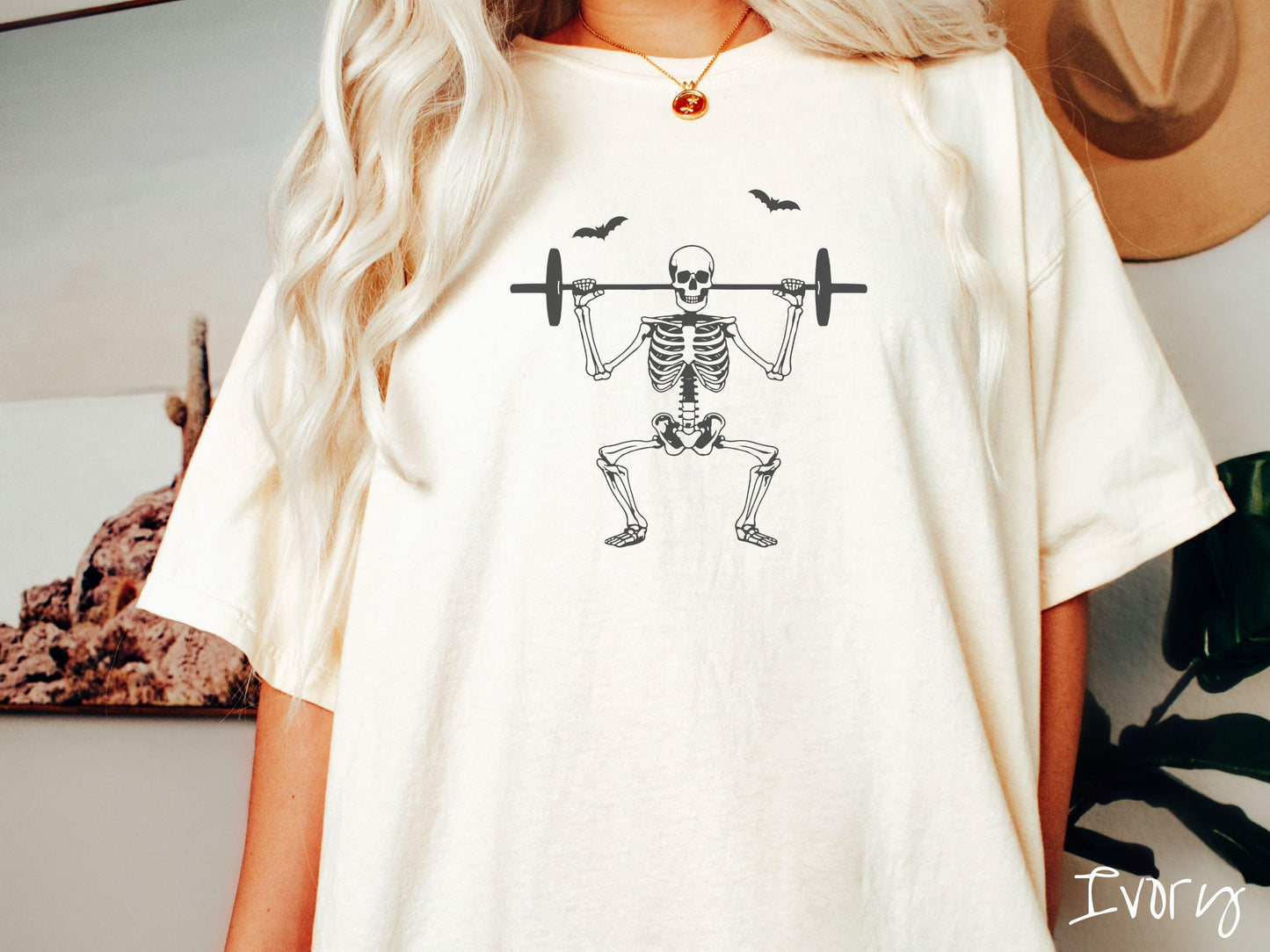 The Squatting Skeleton Comfort Colors Shirt, Skeleton Weight Lifting Tee, Gothic Skeletons Shirt, Cute Spooky Tee, Halloween Gift
