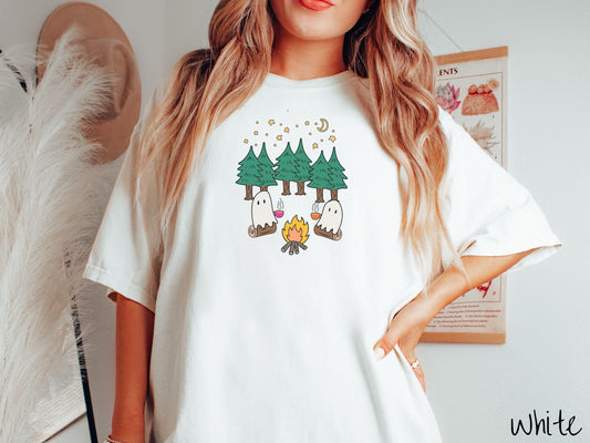 The Ghosts Coffee Camping Comfort Colors Shirt, Camping Ghost Tee, Camp Halloween Shirt, Cute Spooky Tee, Camping Gift Halloween