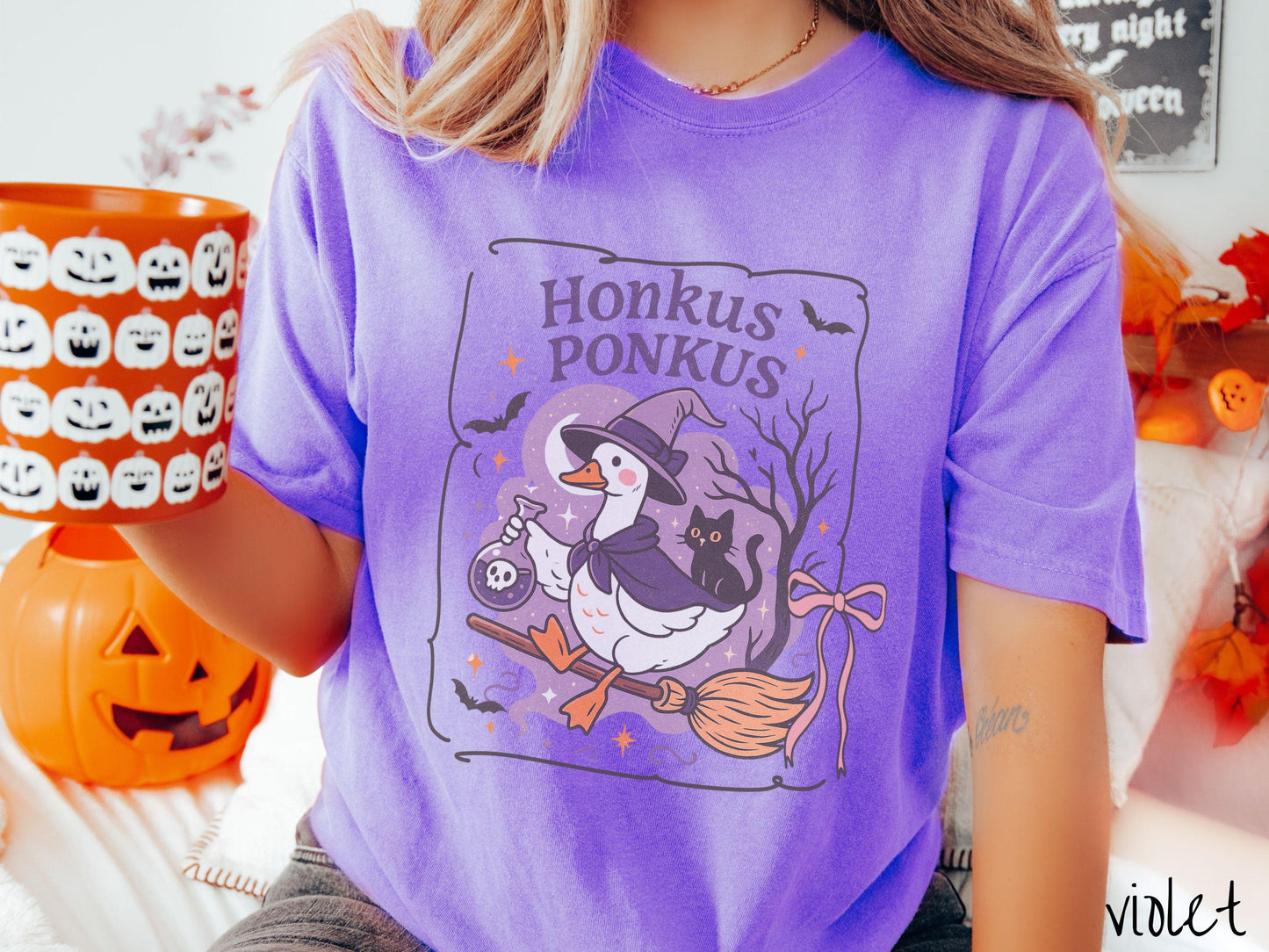 The Honkus Ponkus Good Halloween Comfort Colors Shirt, Goose Pun Shirt, Cute Spooky Tee, Halloween Gift, Witch Shirt Geese