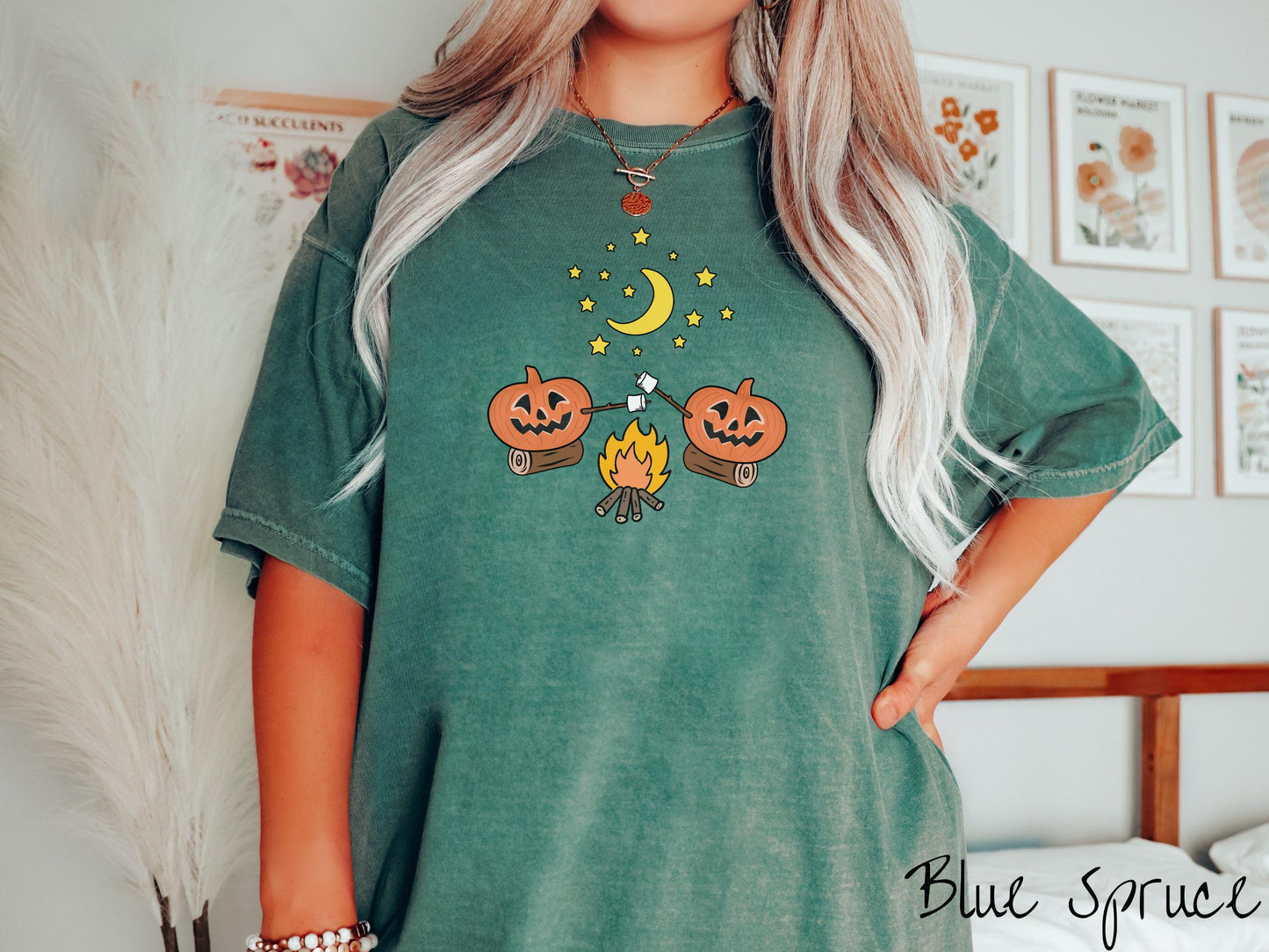 The Cozy Pumpkins Camping Comfort Colors Shirt, Camping Smores Tee, Camp Halloween Shirt, Cute Spooky Tee, Camping Gift Halloween