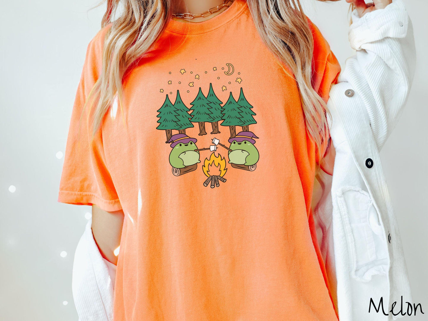 The Witch Frogs Forest Camping Comfort Colors Shirt, Camping Ghost Tee, Camp Halloween Shirt, Cute Spooky Tee, Camping Gift Halloween