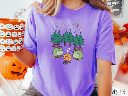 The Witch Frogs Forest Camping Comfort Colors Shirt, Camping Ghost Tee, Camp Halloween Shirt, Cute Spooky Tee, Camping Gift Halloween