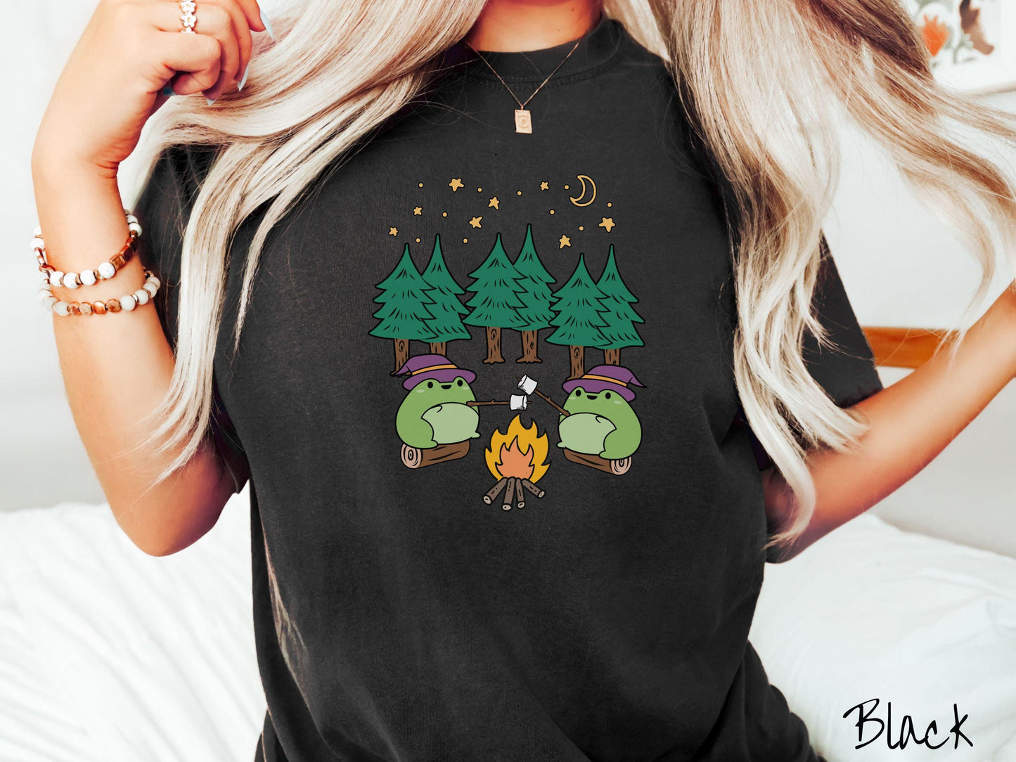 The Witch Frogs Forest Camping Comfort Colors Shirt, Camping Ghost Tee, Camp Halloween Shirt, Cute Spooky Tee, Camping Gift Halloween