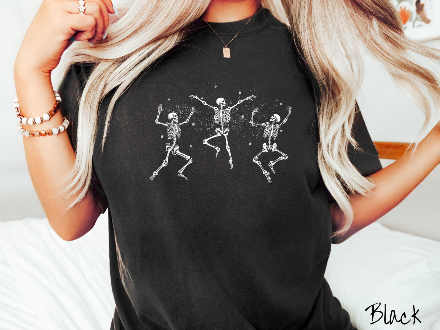 The Vintage Dancing Skeletons Halloween Comfort Colors Shirt, Skeleton Lover Tee, Gothic Skeletons Shirt, Cute Spooky Tee, Halloween Gift