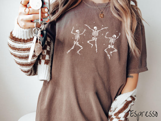 The Vintage Dancing Skeletons Halloween Comfort Colors Shirt, Skeleton Lover Tee, Gothic Skeletons Shirt, Cute Spooky Tee, Halloween Gift
