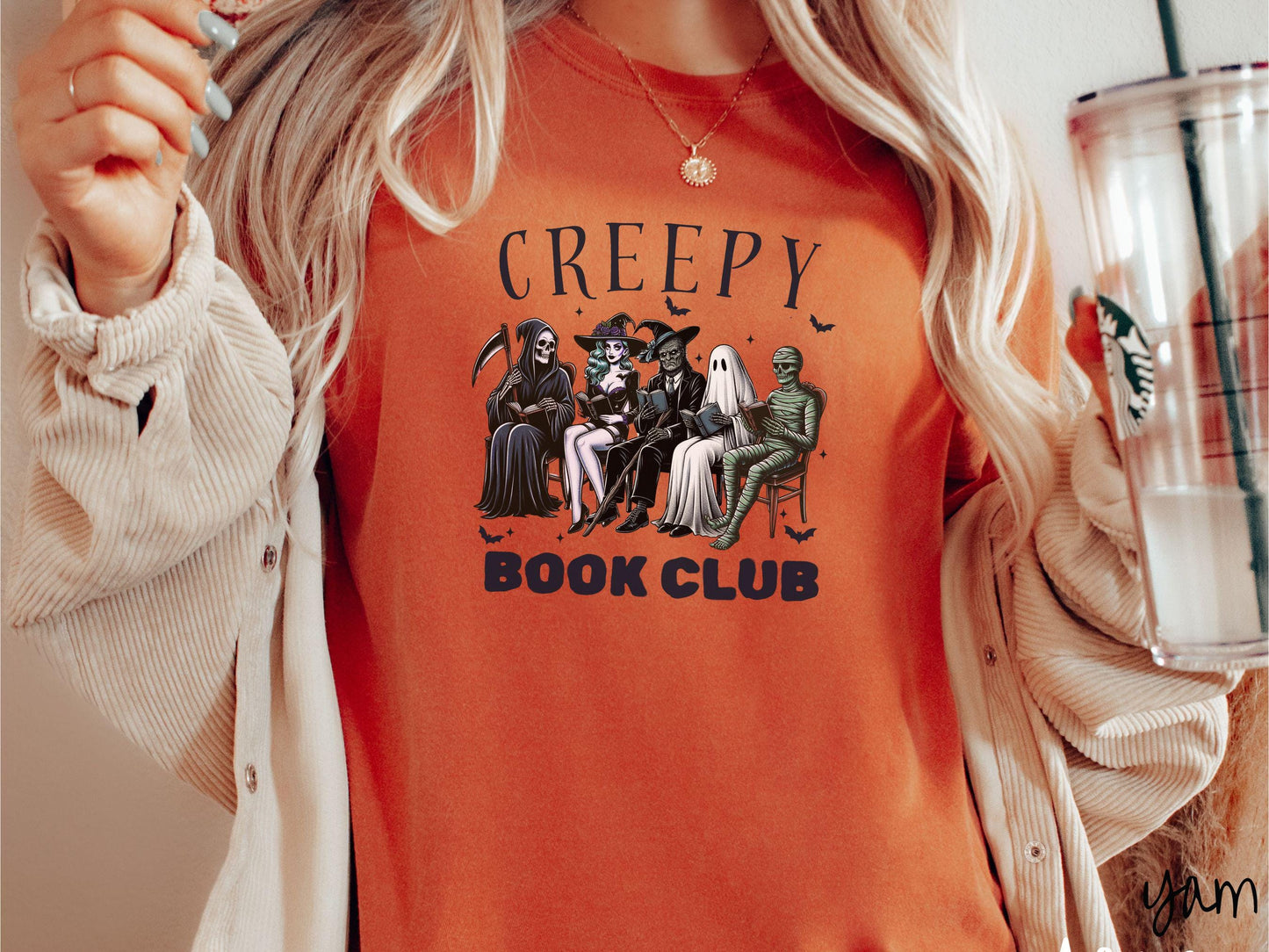 The Creepy Book Club Comfort Colors Shirt, Horror Monsters Shirt, Cute Spooky Tee, Halloween Gift, Retro Halloween