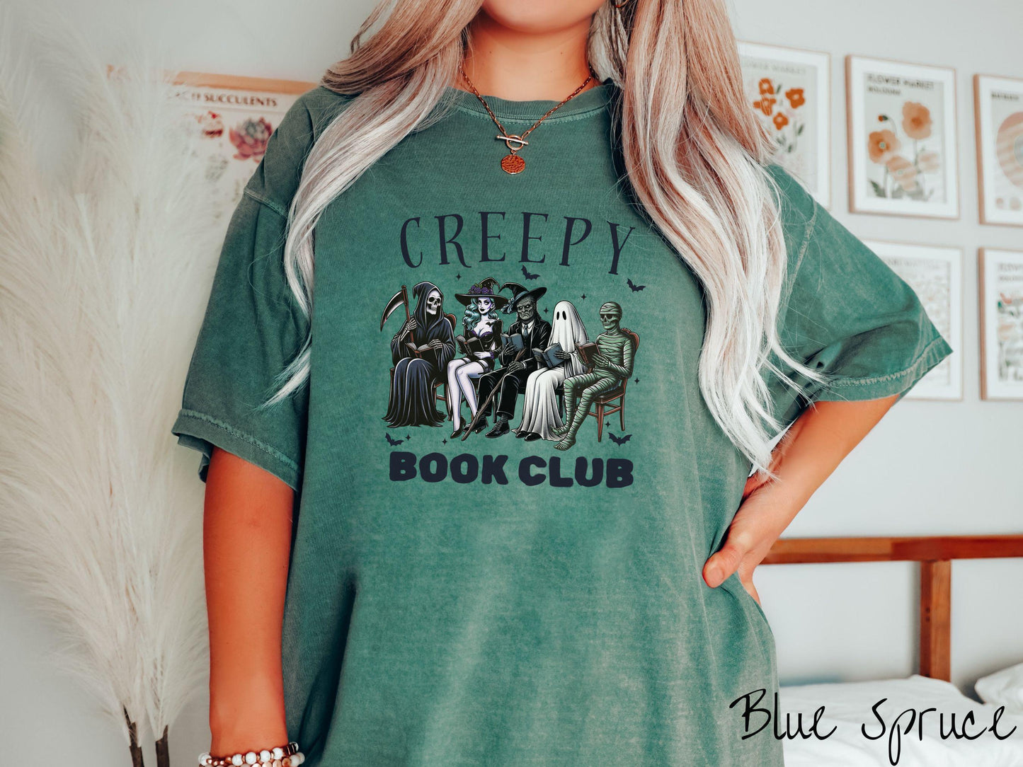 The Creepy Book Club Comfort Colors Shirt, Horror Monsters Shirt, Cute Spooky Tee, Halloween Gift, Retro Halloween