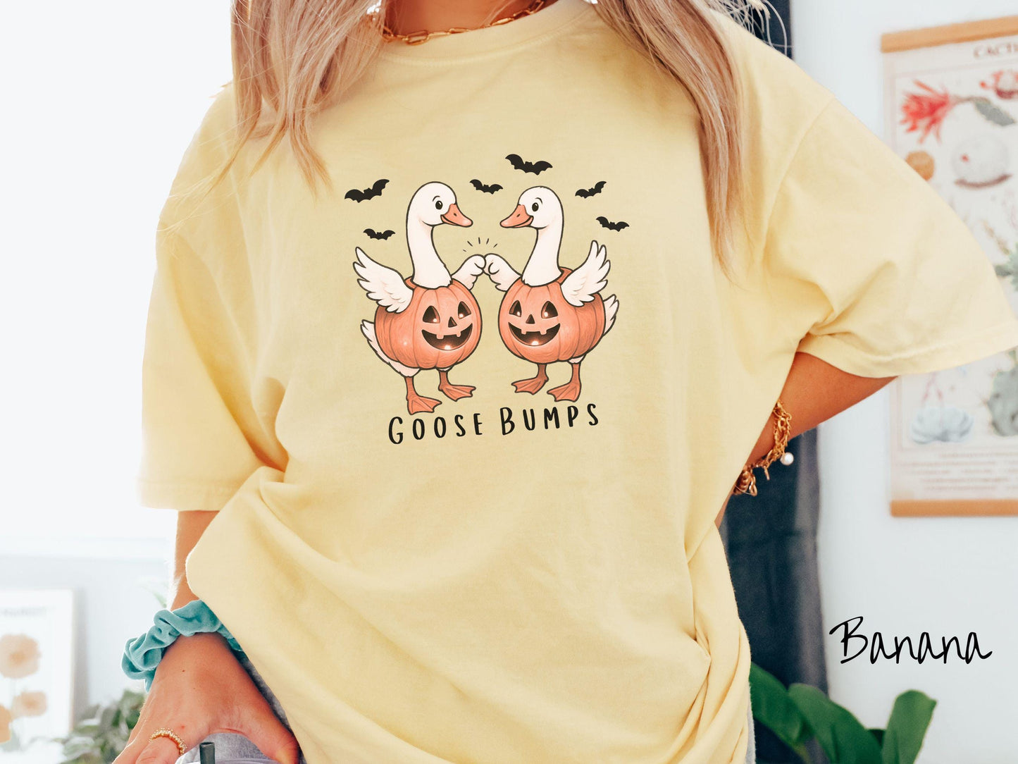 The Halloween Goose Bumps Geese Comfort Colors Shirt, Goose Pun Shirt, Cute Spooky Tee, Halloween Gift, Retro Halloween