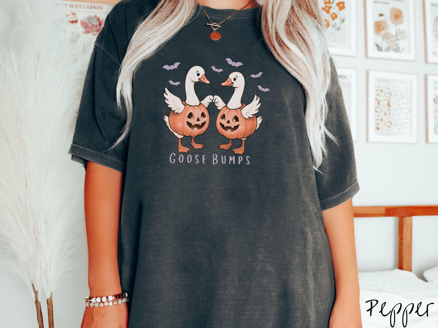 The Halloween Goose Bumps Geese Comfort Colors Shirt, Goose Pun Shirt, Cute Spooky Tee, Halloween Gift, Retro Halloween