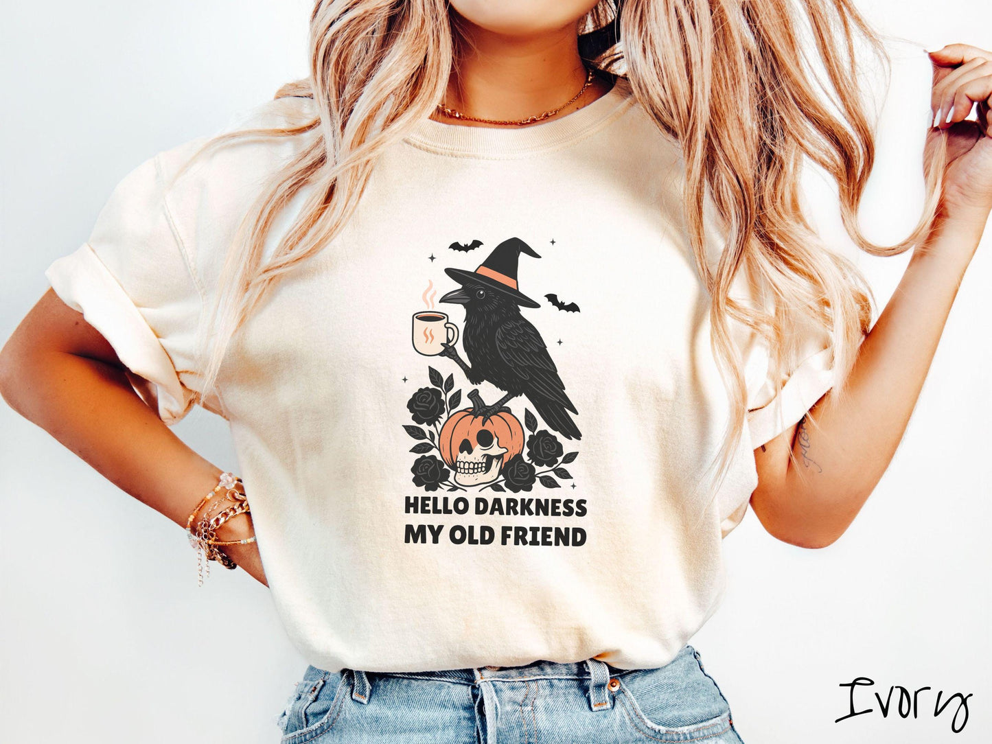 The Funny Gothic Raven Comfort Colors Shirt, Vintage Halloween Shirt, Cute Spooky Tee, Halloween Gift, Retro Halloween