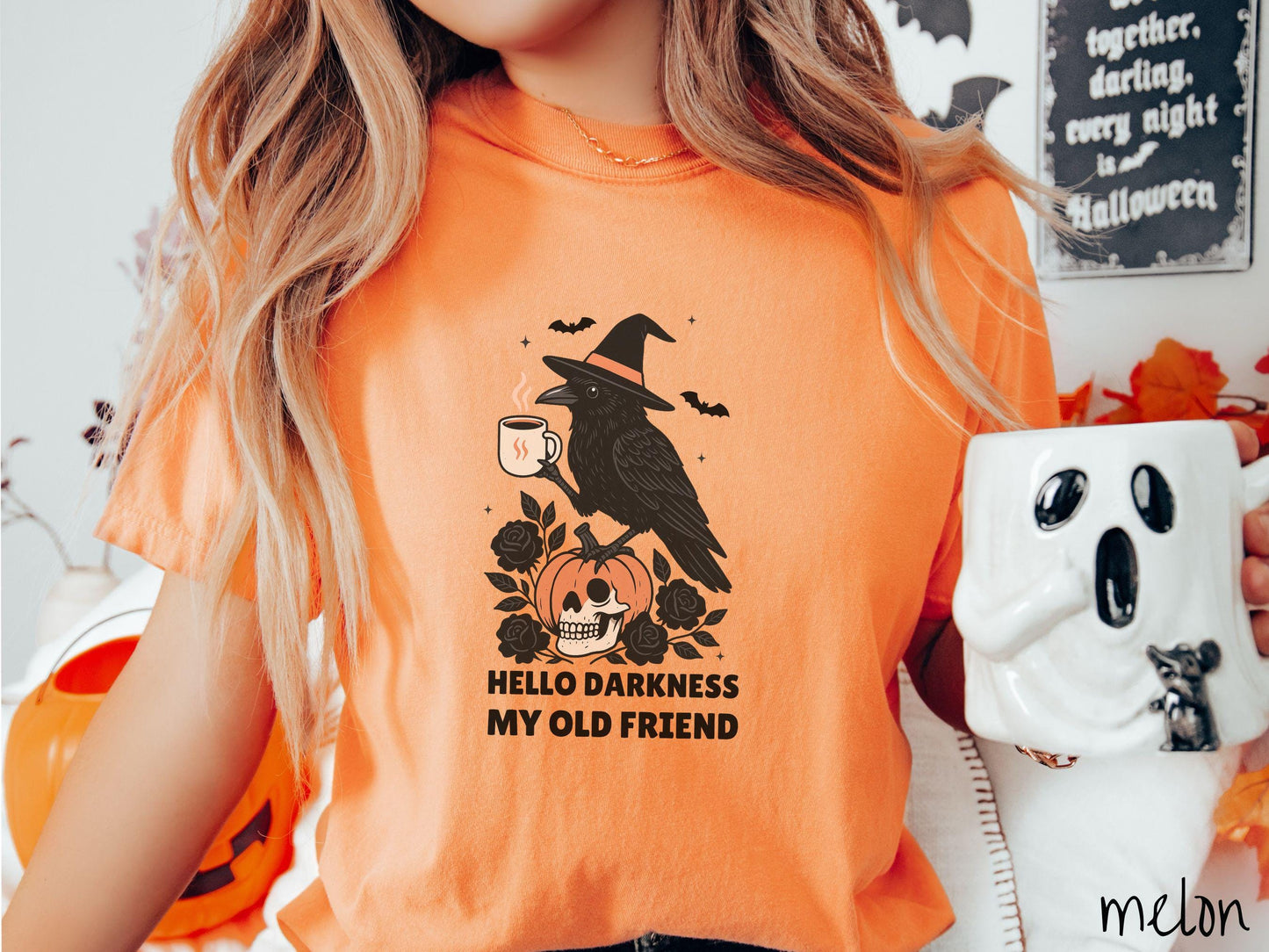 The Funny Gothic Raven Comfort Colors Shirt, Vintage Halloween Shirt, Cute Spooky Tee, Halloween Gift, Retro Halloween