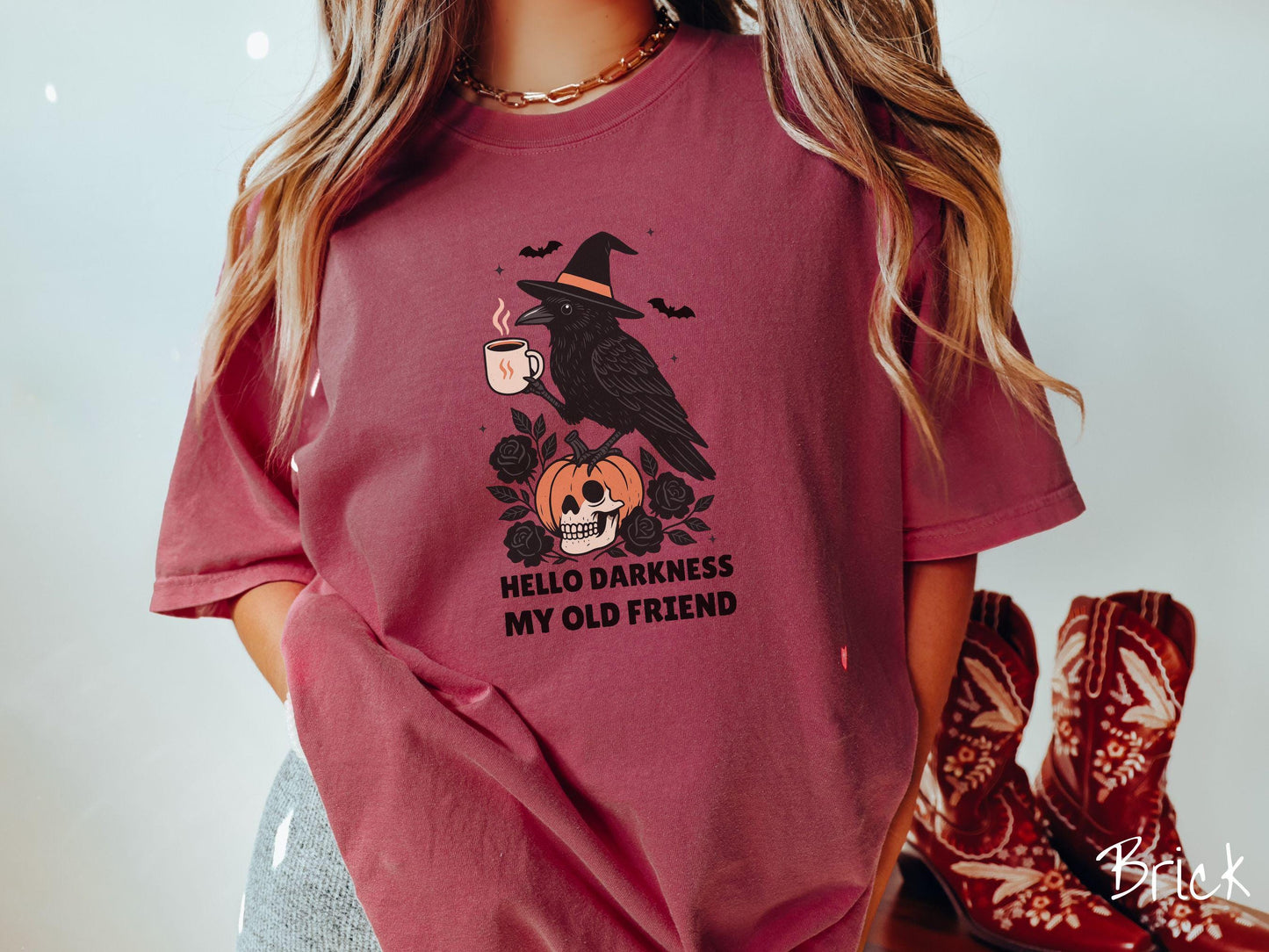 The Funny Gothic Raven Comfort Colors Shirt, Vintage Halloween Shirt, Cute Spooky Tee, Halloween Gift, Retro Halloween