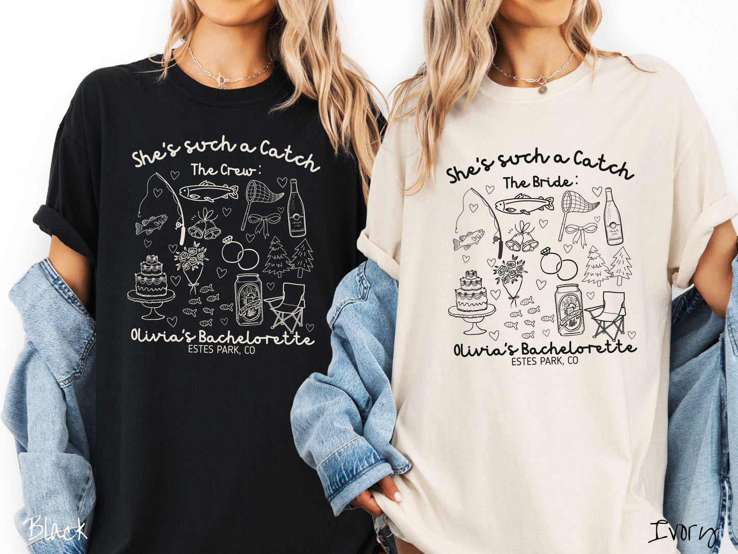 The Custom Fishing Bachelorette Party Comfort Colors Shirt Custom, She's such a Catch Bride, Personalize Bach Party Shirt, Bridal Tee