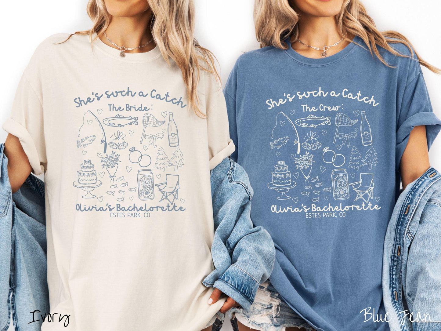 The Custom Fishing Bachelorette Party Comfort Colors Shirt Custom, She's such a Catch Bride, Personalize Bach Party Shirt, Bridal Tee