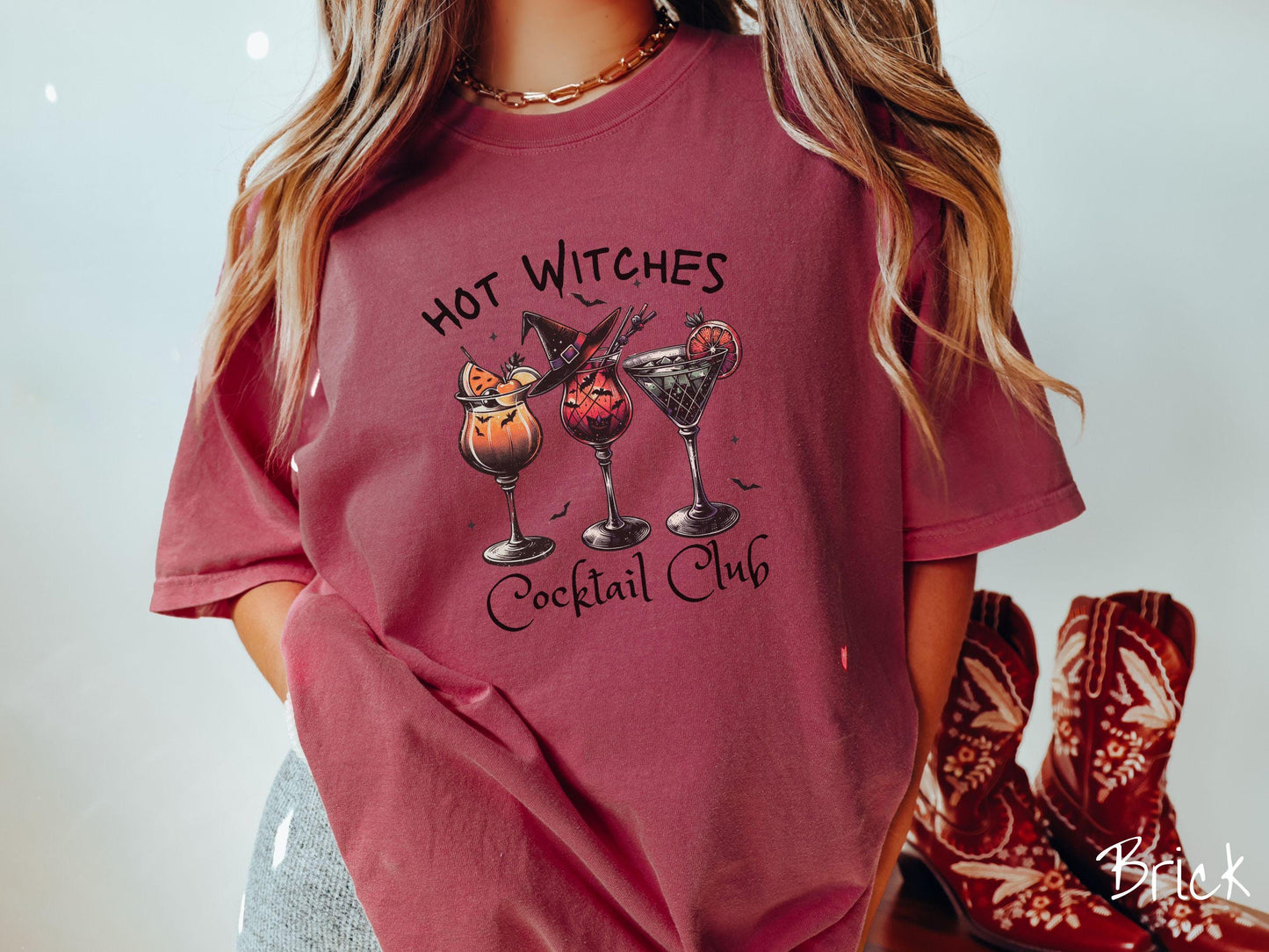 The Bartender Hot Witches Cocktail Club Comfort Colors Shirt, Vintage Halloween Shirt, Cute Spooky Tee, Halloween Gift, Retro Halloween