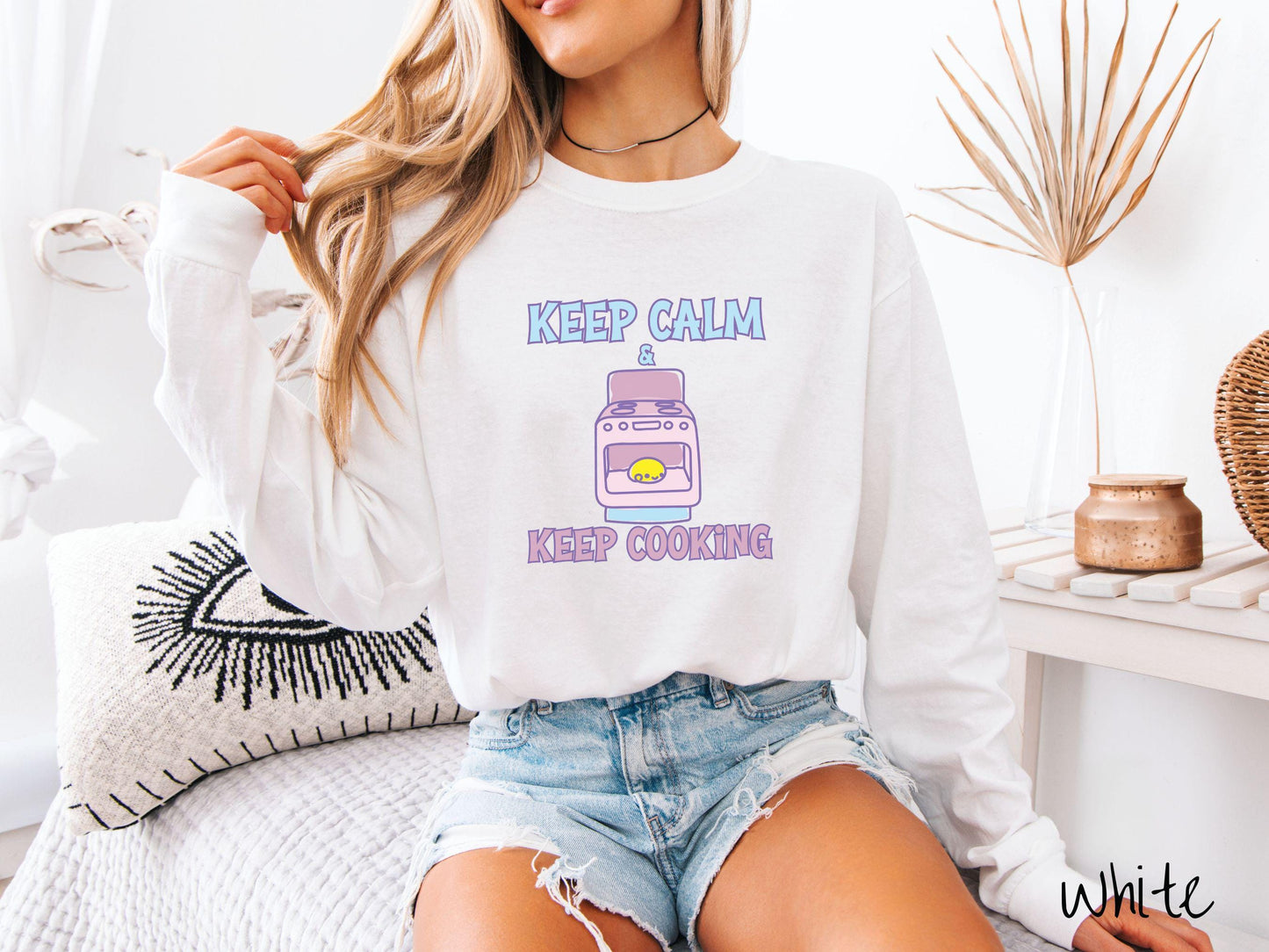 The Retro Bun In The Oven Comfort Colors Long Sleeve Shirt, Gift This Colorful Pregnancy Shirt to your Friends! Keep Cooking Middle