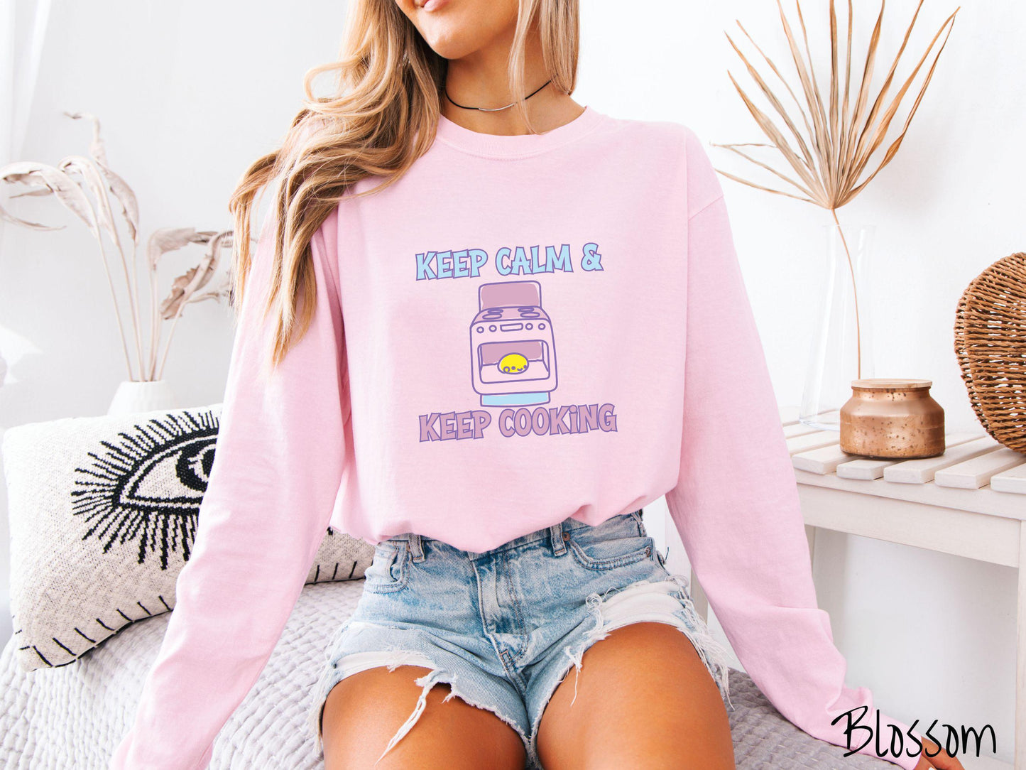 The Retro Bun In The Oven Comfort Colors Long Sleeve Shirt, Gift This Colorful Pregnancy Shirt to your Friends! Keep Cooking Top