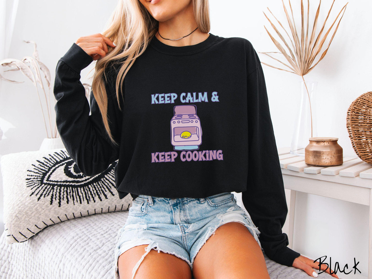 The Retro Bun In The Oven Comfort Colors Long Sleeve Shirt, Gift This Colorful Pregnancy Shirt to your Friends! Keep Cooking Top