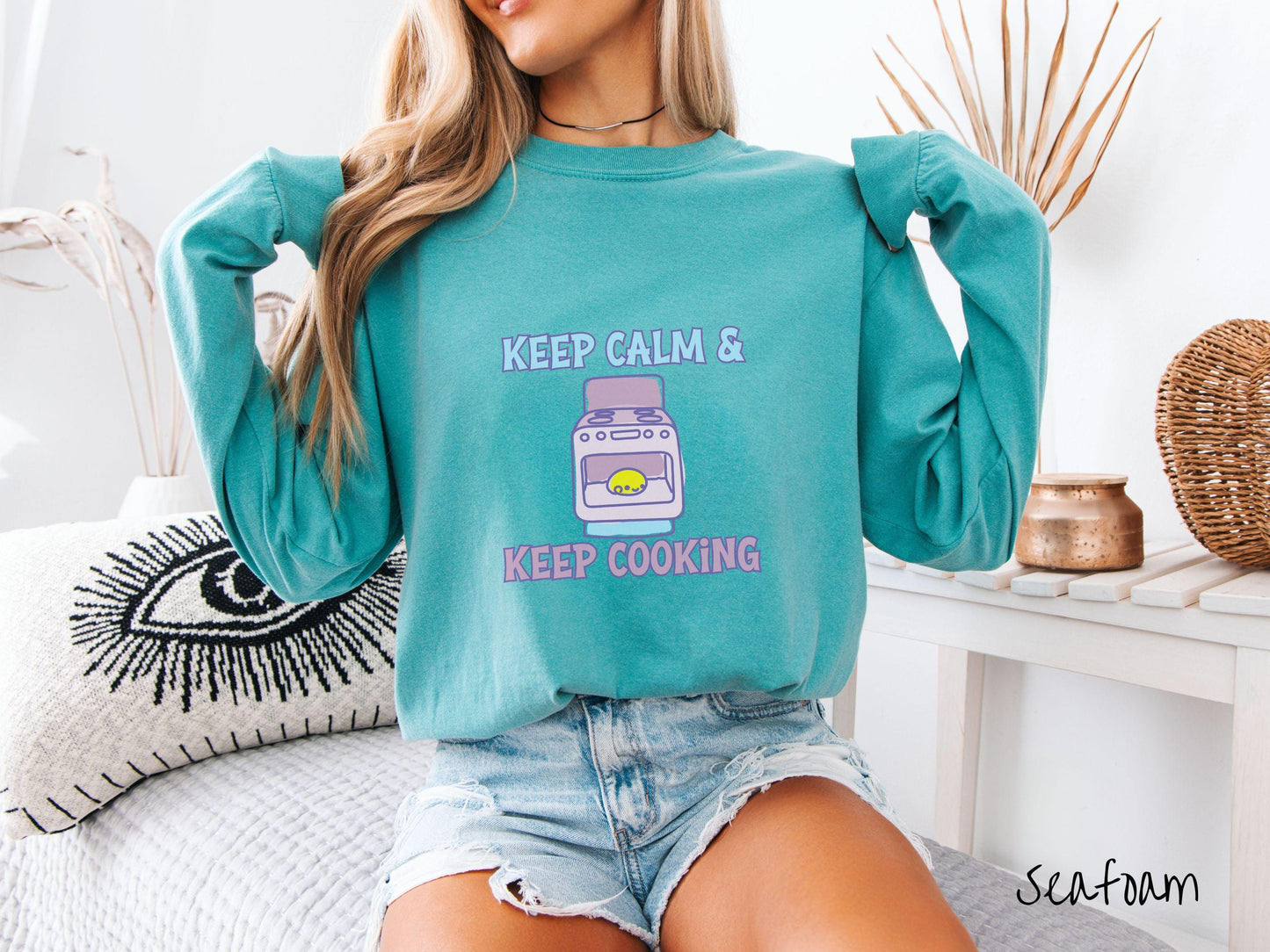 The Retro Bun In The Oven Comfort Colors Long Sleeve Shirt, Gift This Colorful Pregnancy Shirt to your Friends! Keep Cooking Top