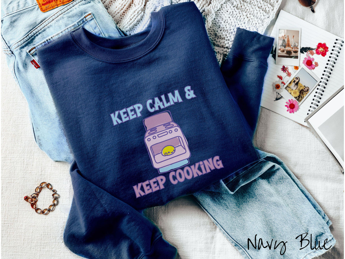 The Retro Bun In The Oven Gildan Sweatshirt, Gift This Colorful Pregnancy Shirt to your Friends! Keep Calm Cooking Top