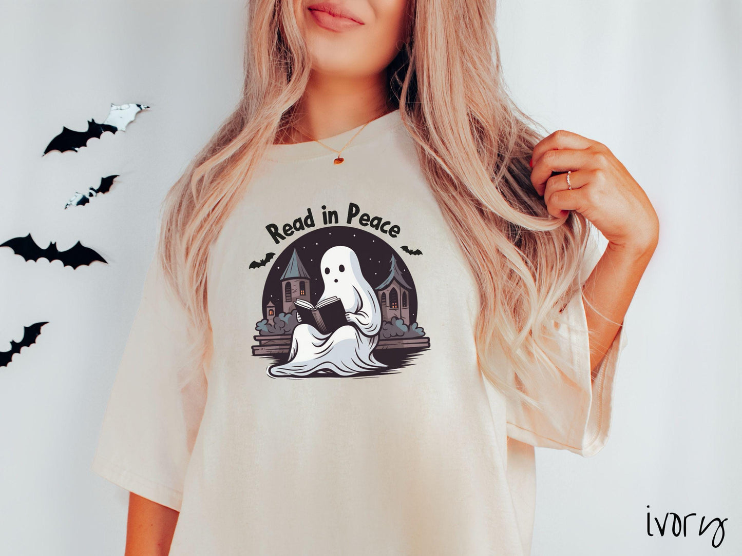 The Teacher Read in Peace Comfort Colors Shirt, Vintage Halloween Shirt, Cute Spooky Tee, Halloween Gift, Retro Halloween