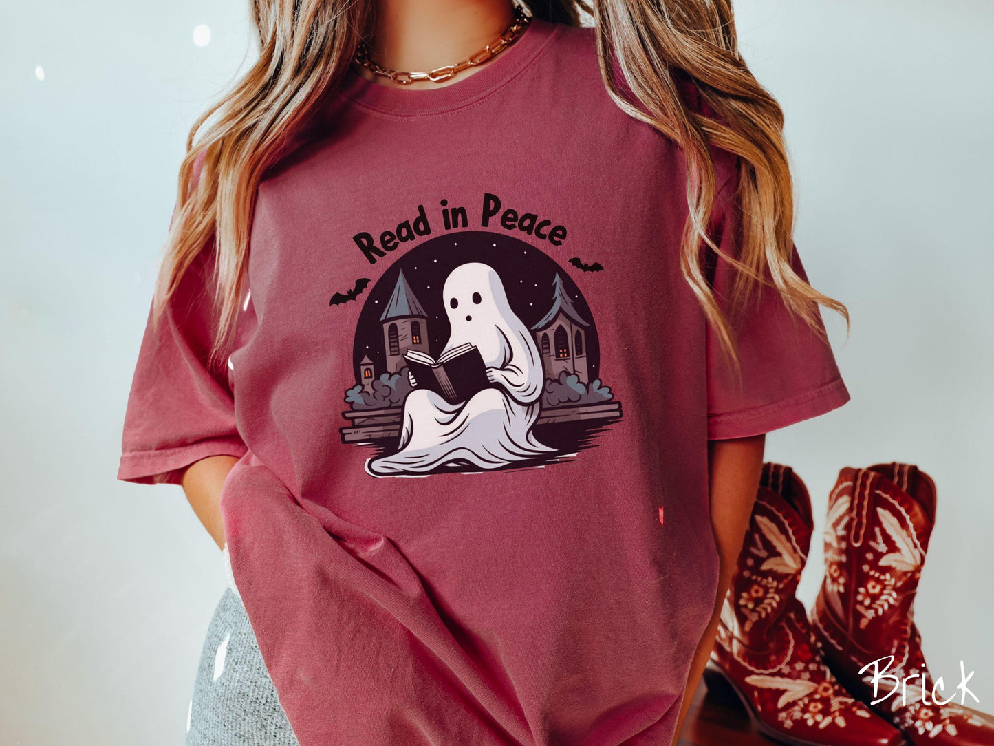 The Teacher Read in Peace Comfort Colors Shirt, Vintage Halloween Shirt, Cute Spooky Tee, Halloween Gift, Retro Halloween