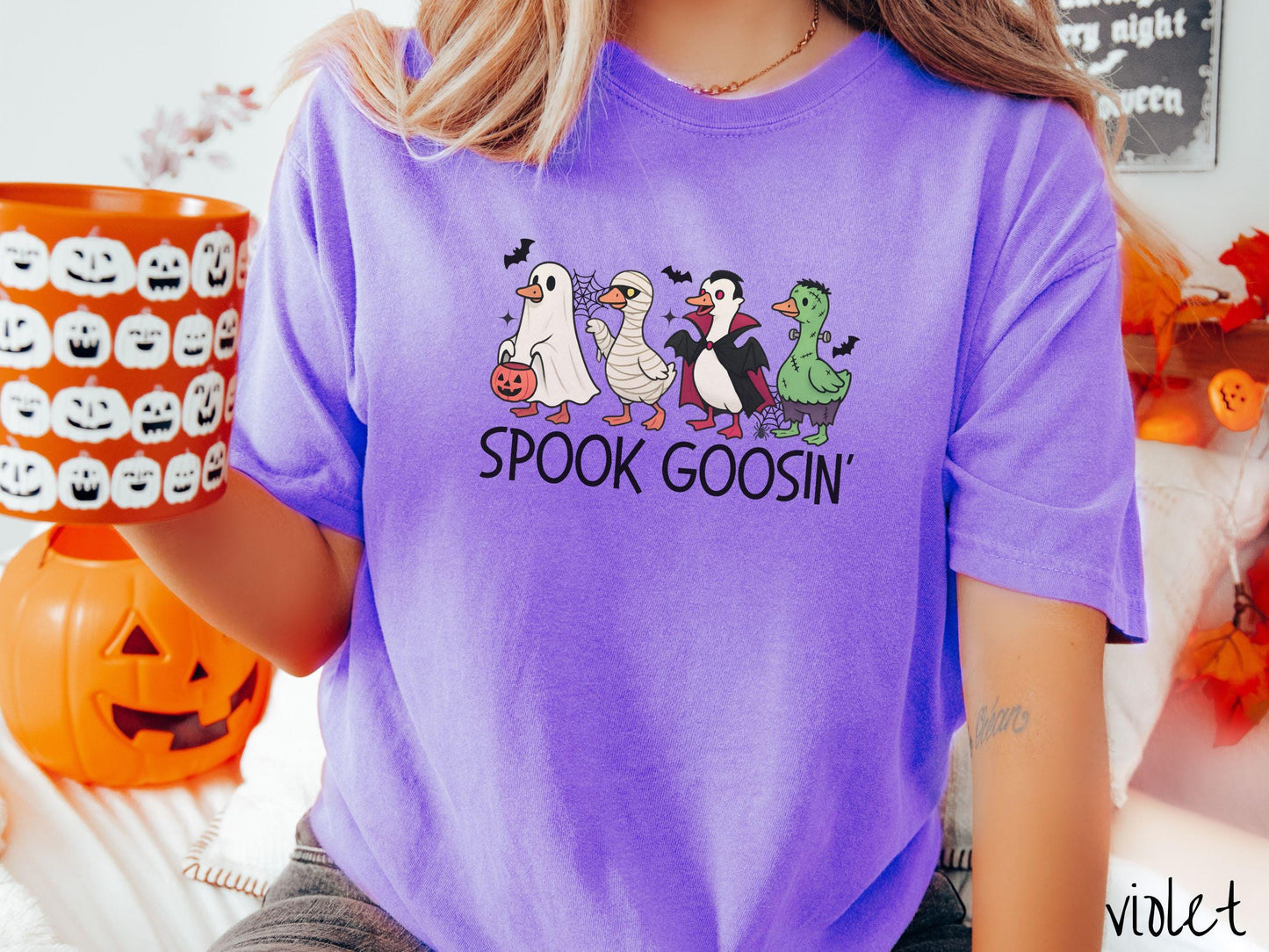 The Spook Goosin' Goose Comfort Colors Shirt, Vintage Halloween Shirt, Cute Spooky Tee, Halloween Gift, Retro Halloween