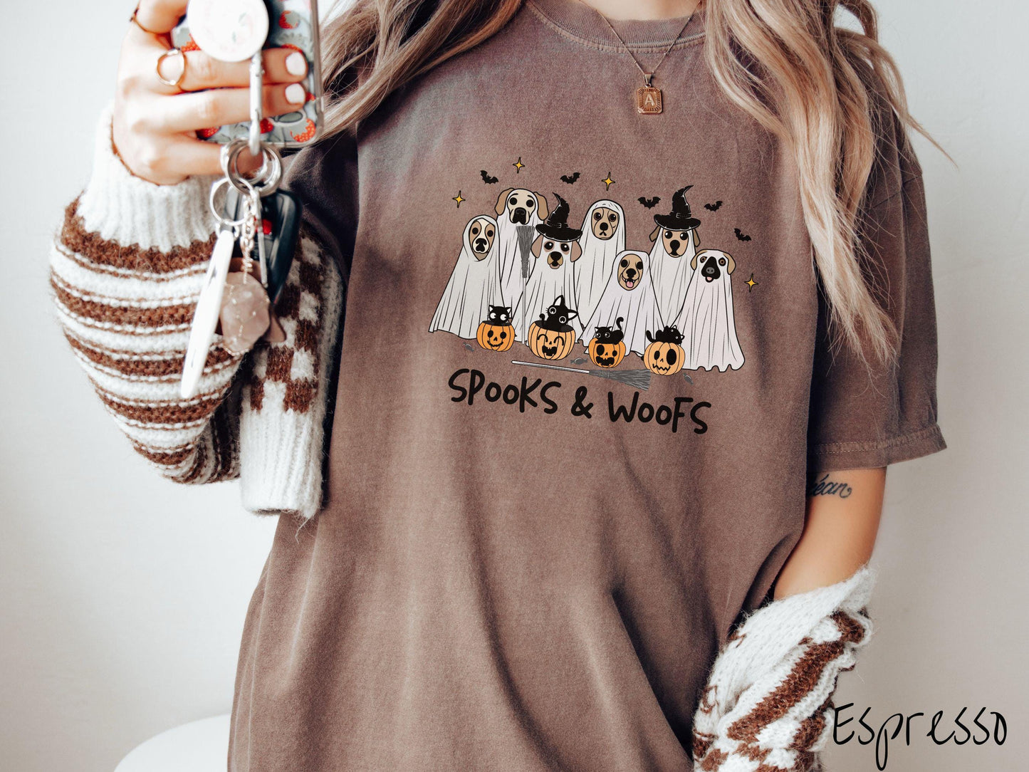 The Spooks and Woofs Comfort Colors Shirt, Vintage Halloween Dog Shirt, Cute Spooky Tee, Halloween Gift, Retro Halloween