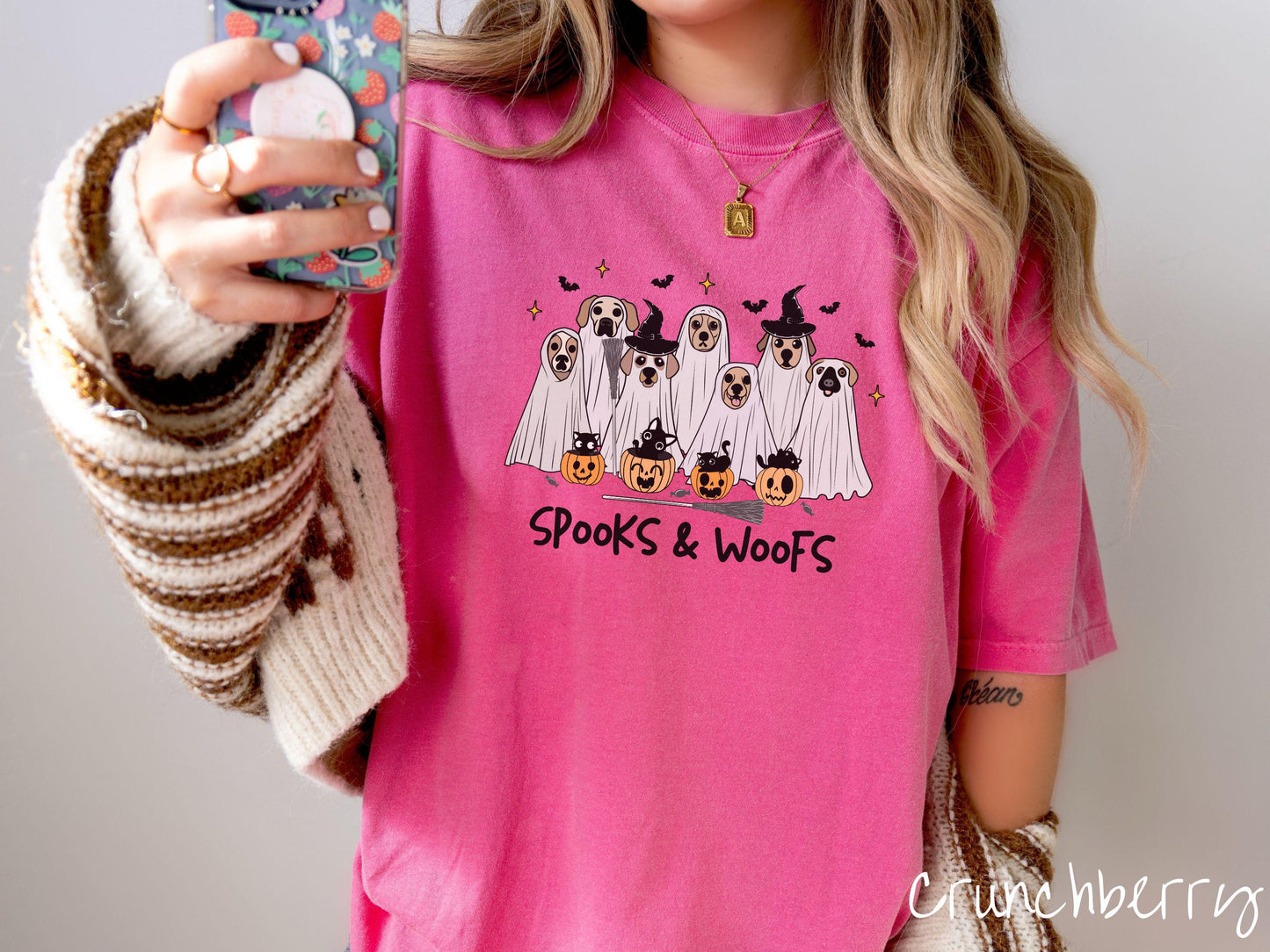 The Spooks and Woofs Comfort Colors Shirt, Vintage Halloween Dog Shirt, Cute Spooky Tee, Halloween Gift, Retro Halloween