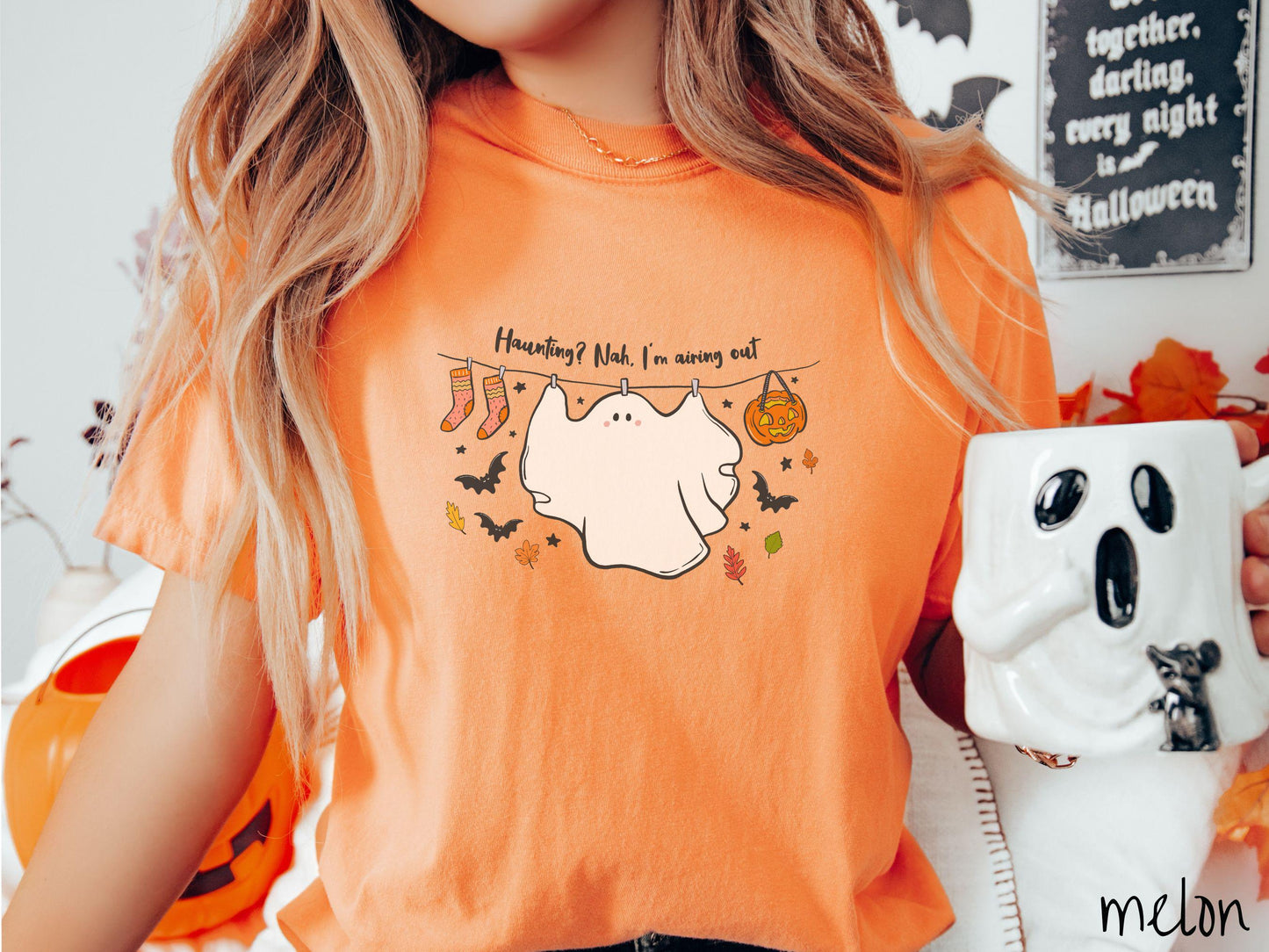 The Haunting Airing Out Ghost Comfort Colors Shirt, Vintage Halloween Shirt, Cute Spooky Tee, Halloween Gift, Retro Halloween