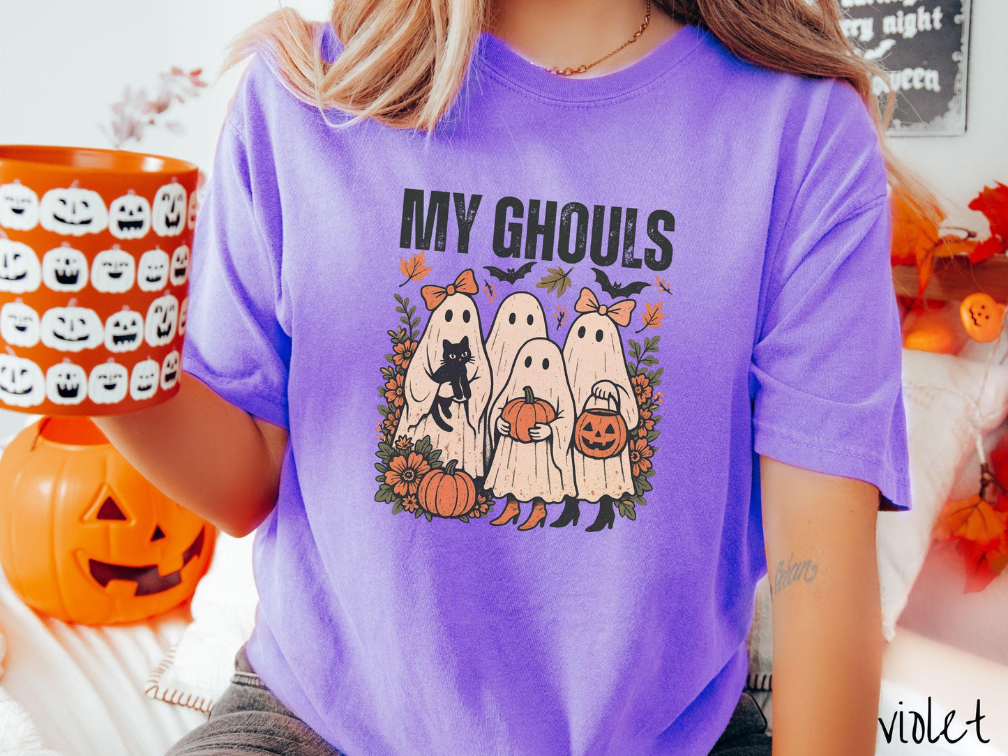 The My Ghouls Ghost Comfort Colors Shirt, Vintage Halloween Shirt, Cute Spooky Tee, Halloween Gift, Retro Halloween