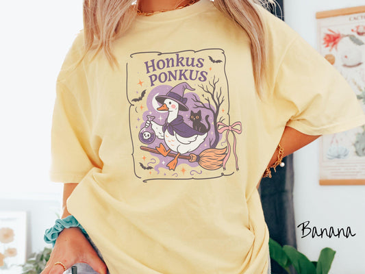 The Honkus Ponkus Good Halloween Comfort Colors Shirt, Goose Pun Shirt, Cute Spooky Tee, Halloween Gift, Witch Shirt Geese