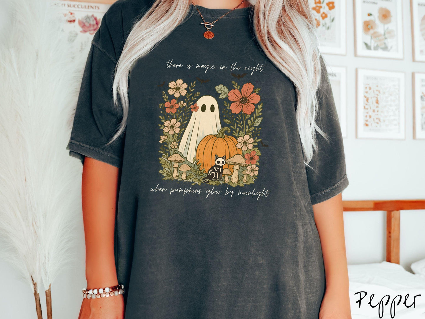 The Storybook Halloween Ghost Scene Comfort Colors Shirt, Pumpkin Patch Shirt, Cute Spooky Tee, Halloween Gift, Retro Halloween