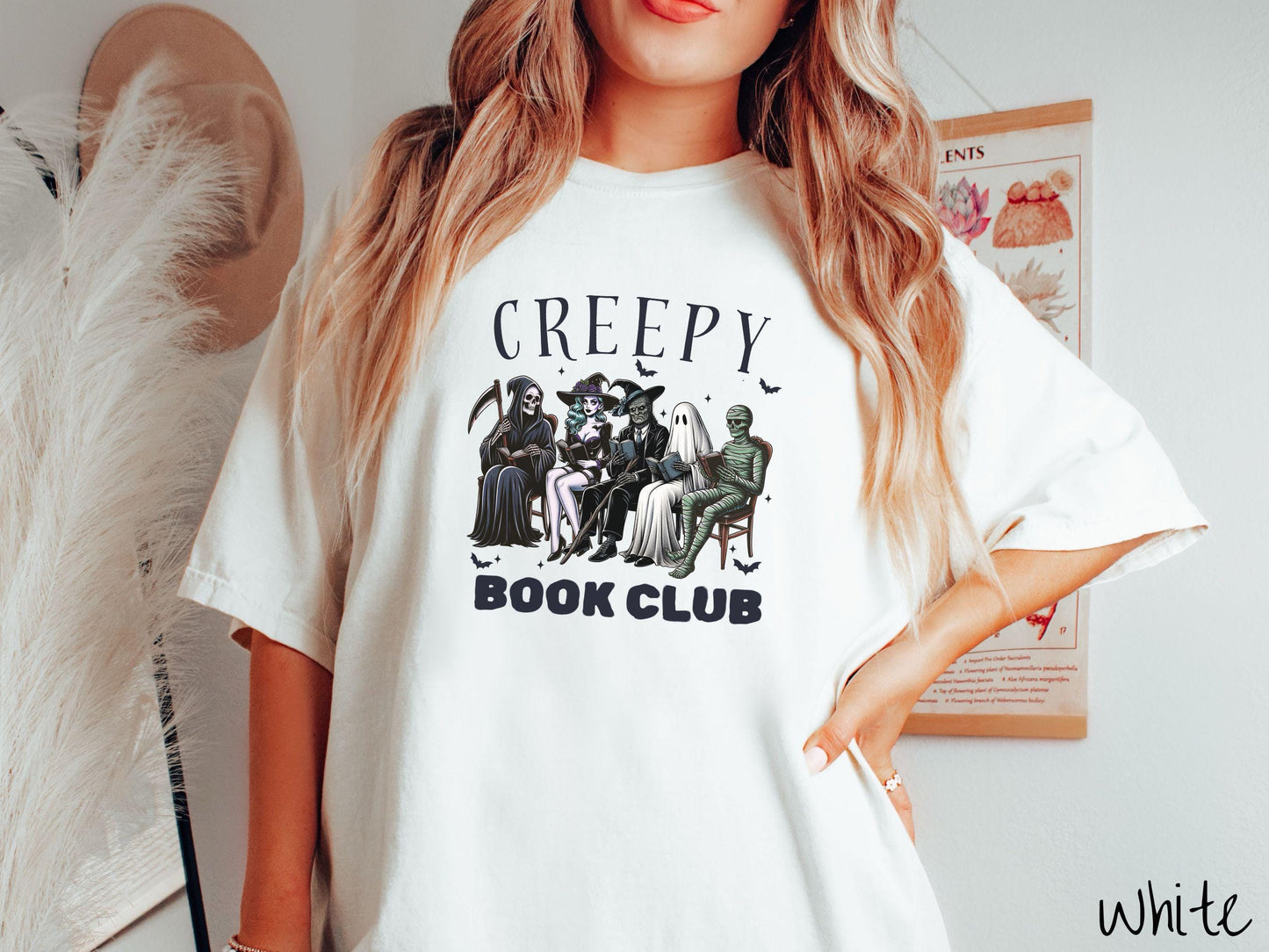 The Creepy Book Club Comfort Colors Shirt, Horror Monsters Shirt, Cute Spooky Tee, Halloween Gift, Retro Halloween